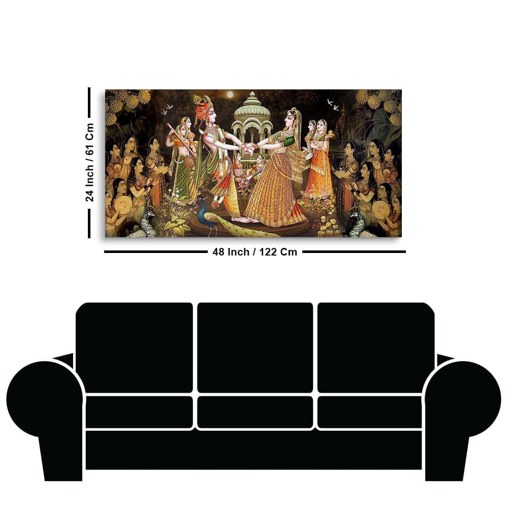 Radhe Krishna and Gopiya Rasleela Canvas Wall Painting - Decor Smart
