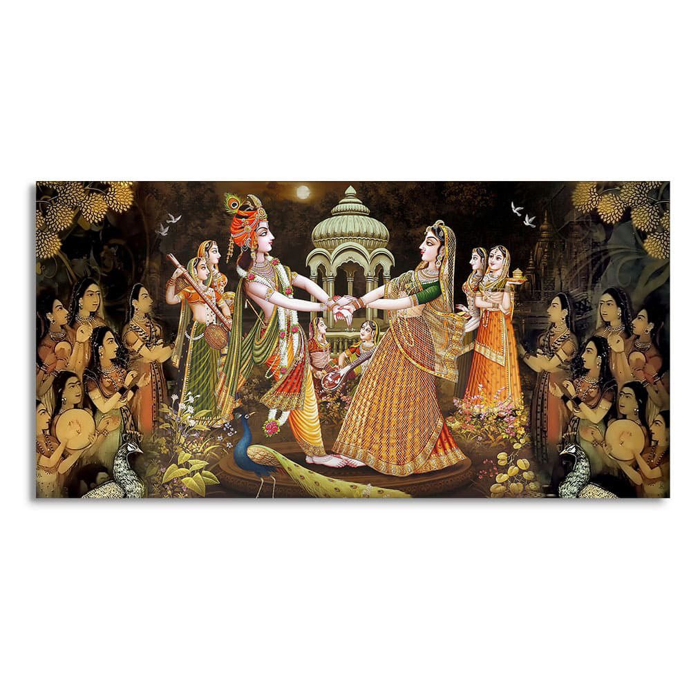 Radhe Krishna and Gopiya Rasleela Canvas Wall Painting - Decor Smart
