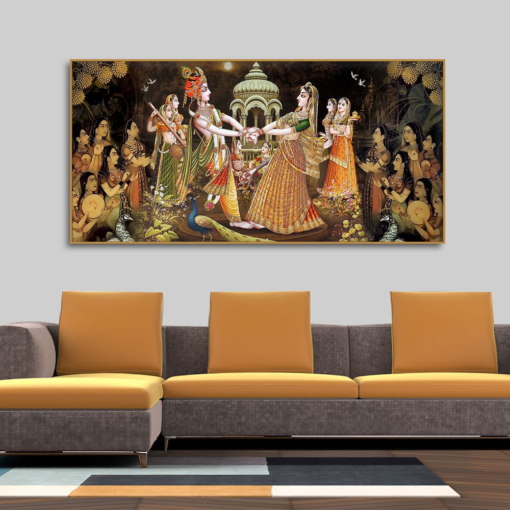 Radhe Krishna and Gopiya Rasleela Canvas Wall Painting - Decor Smart