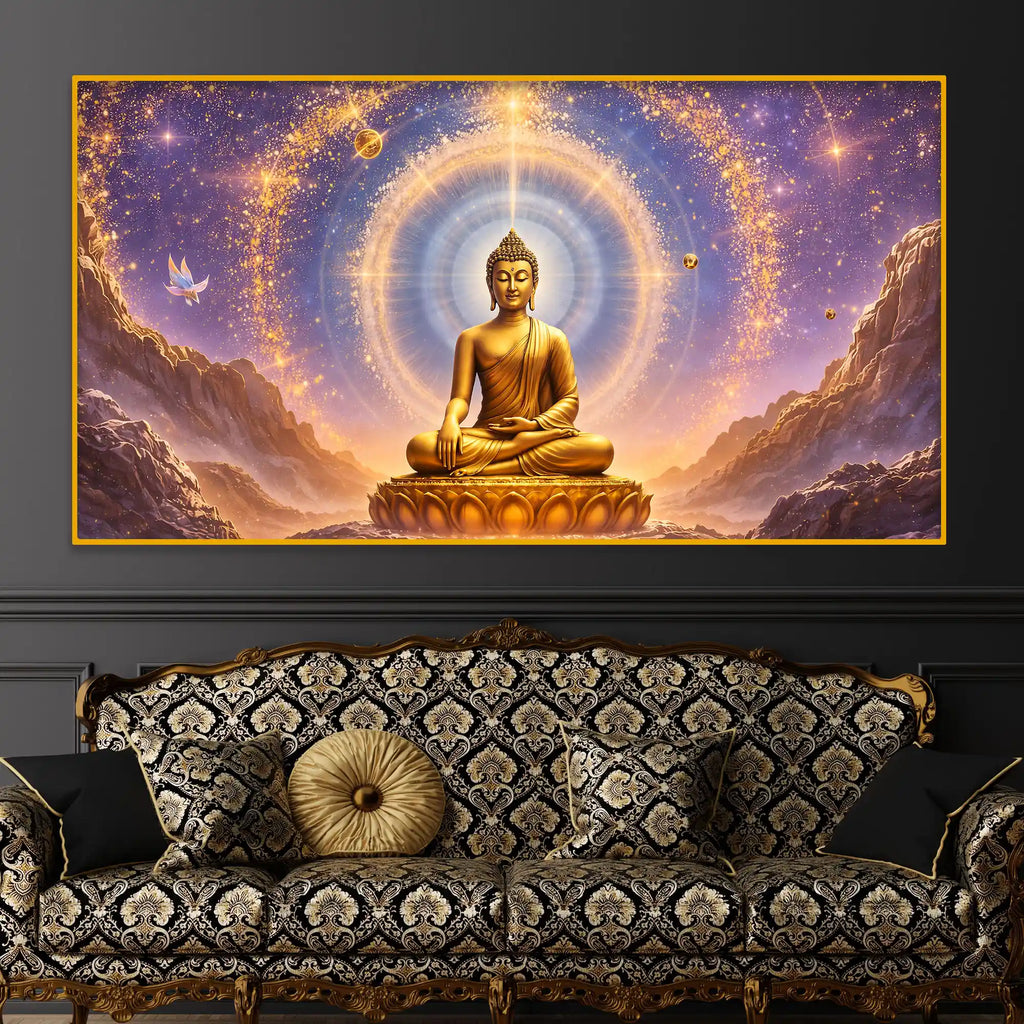 Radiant Aura Buddha Crystal Glass Painting for Premium Décor