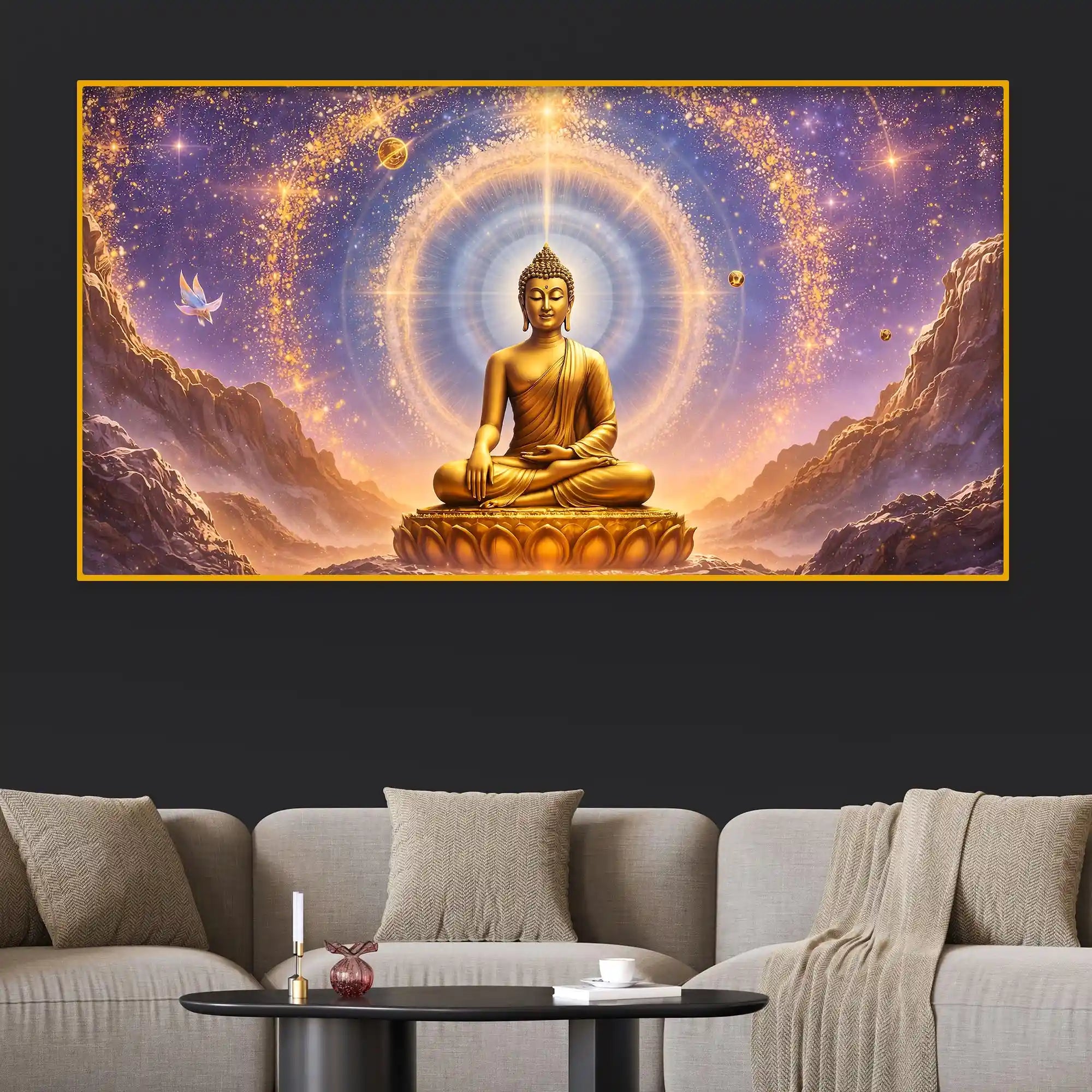 Radiant Aura Buddha Crystal Glass Painting for Premium Décor