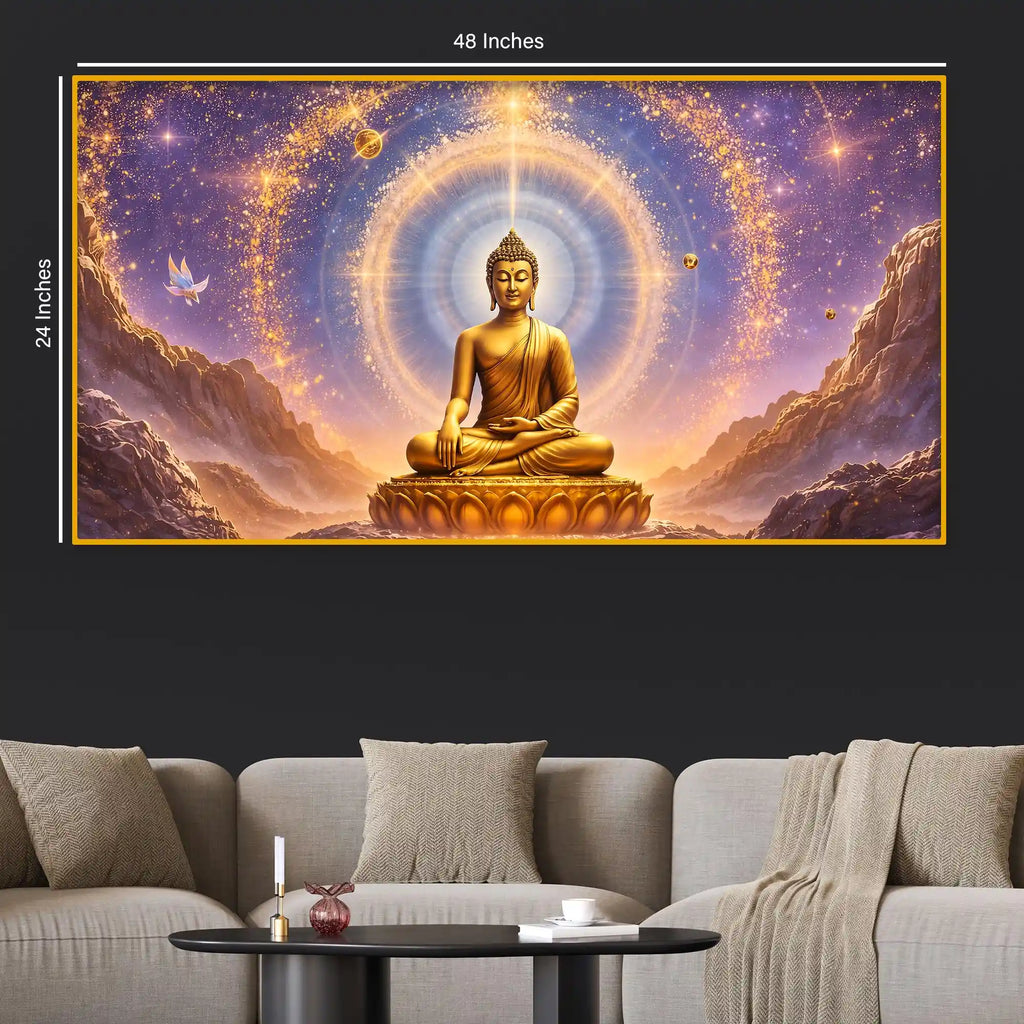 Radiant Aura Buddha Crystal Glass Painting for Premium Décor