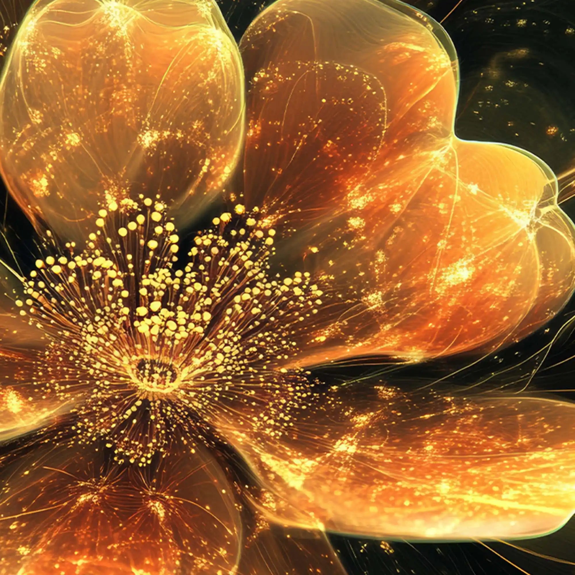 Radiant Golden Flower Crystal Glass Wall Painting with Luxury Finish