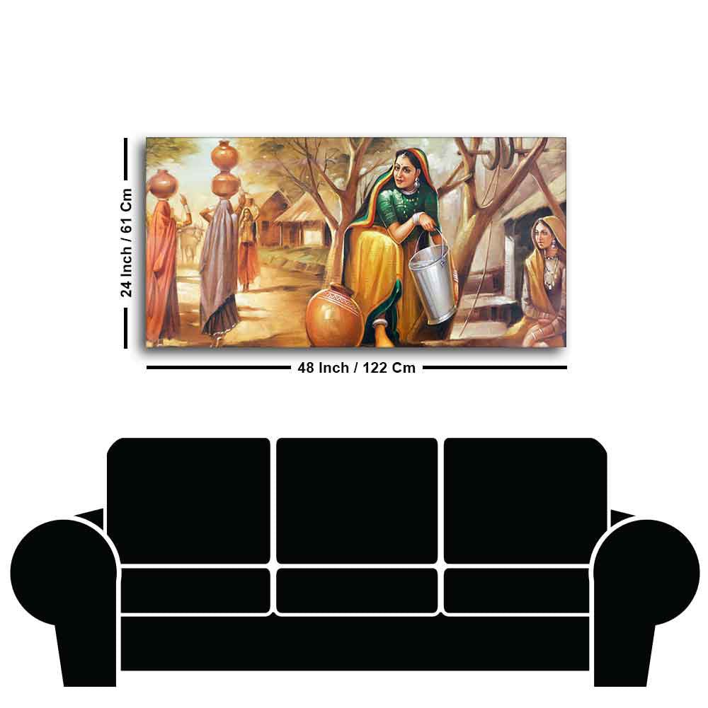 Rajasthani art Water Filling Women Wall Painting - Decor Smart
