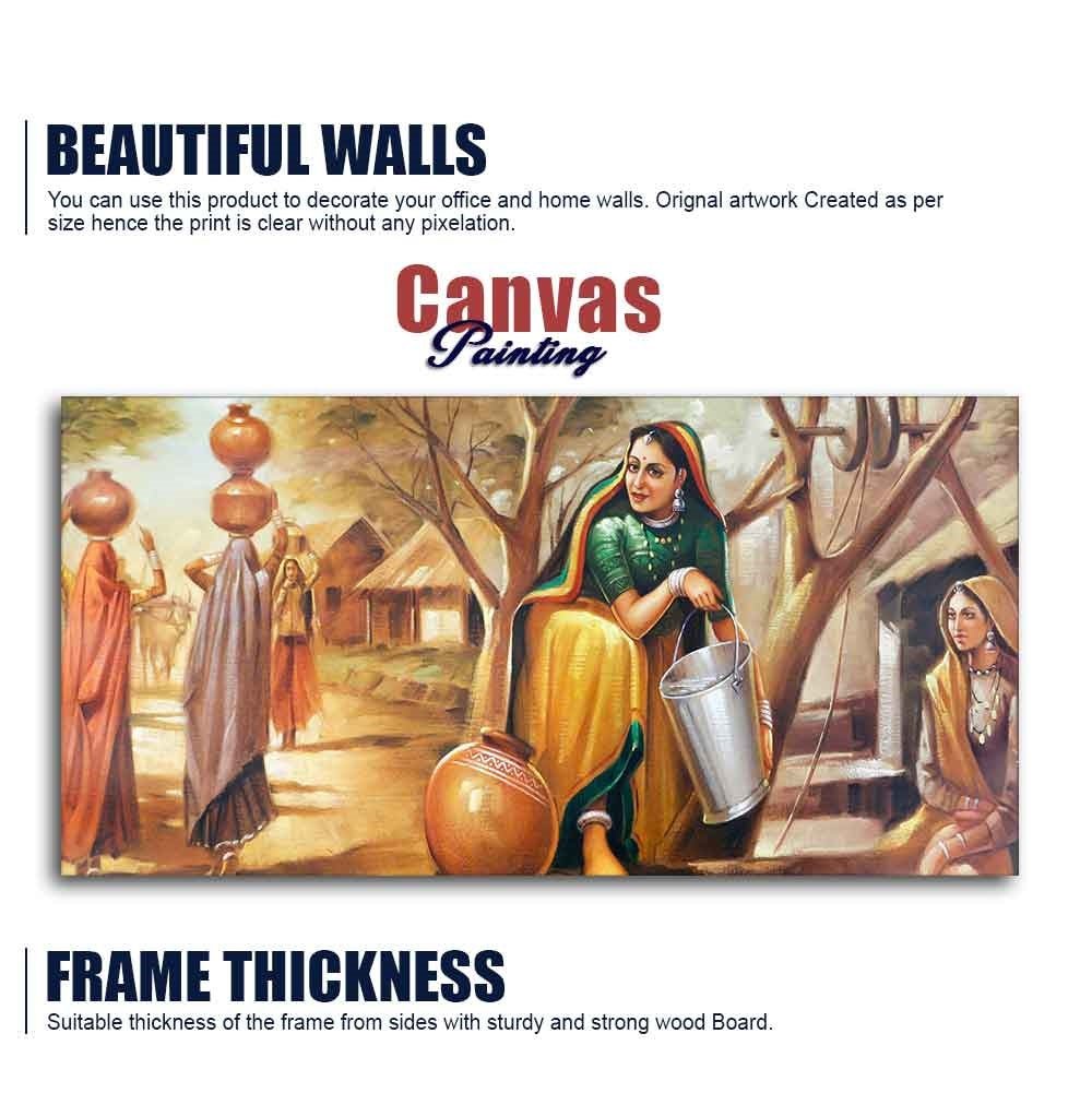 Rajasthani art Water Filling Women Wall Painting - Decor Smart