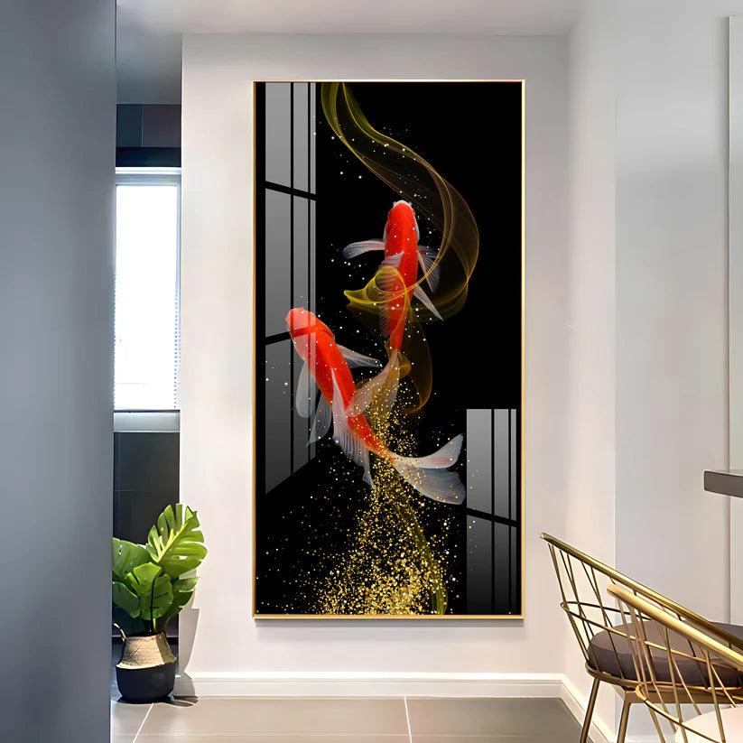 Rare Lucky Fish Premium Acrylic Floating Vertical Wall Painting - Decor Smart