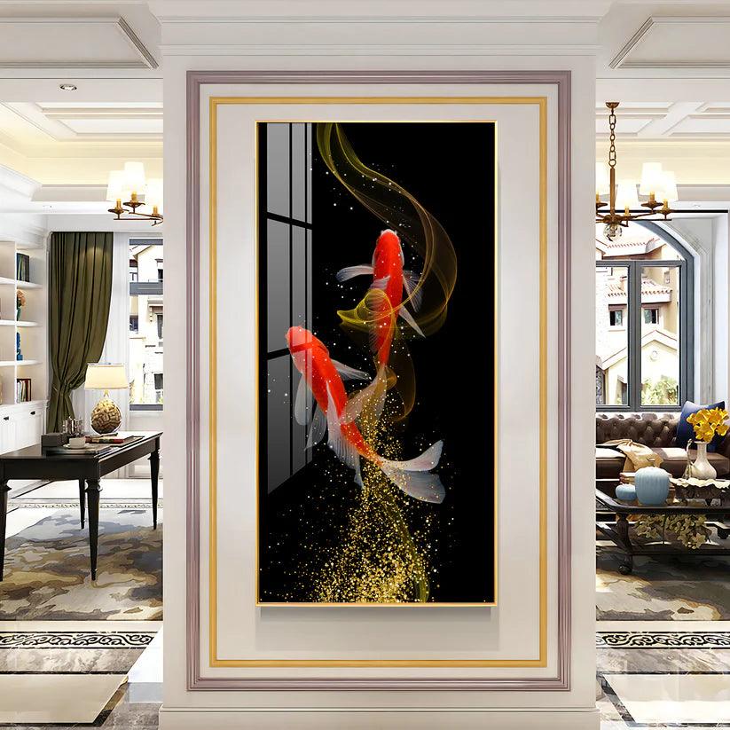 Rare Lucky Fish Premium Acrylic Floating Vertical Wall Painting - Decor Smart