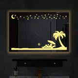 Rectangular Beautiful Beach Theme Based LED Bathroom Wall Mirror - Decor Smart