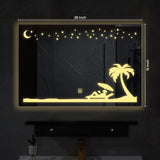Rectangular Beautiful Beach Theme Based LED Bathroom Wall Mirror - Decor Smart