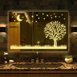 Rectangular Beautiful Moon Night Theme Based LED Bathroom Wall Mirror - Decor Smart