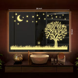 Rectangular Beautiful Moon Night Theme Based LED Bathroom Wall Mirror - Decor Smart
