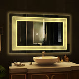 Rectangular Shaped Decorative Pattern LED Bathroom Wall Mirror - Decor Smart
