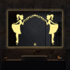 Rectangular Shaped Fairy Girl Design LED Bathroom Wall Mirror