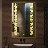 Rectangular Shaped Minimalistic Textured Art LED Bathroom Wall Mirror - Decor Smart