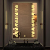 Rectangular Shaped Minimalistic Textured Art LED Bathroom Wall Mirror - Decor Smart