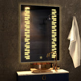 Rectangular Shaped Minimalistic Textured Art LED Bathroom Wall Mirror - Decor Smart
