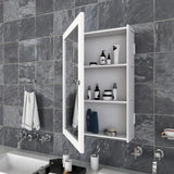 Rectangular Structured Wooden Bathroom Cabinet Mirror with 3 Spacious Shelves White Finish - Decor Smart