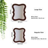Rectangular Wavy Shaped Wooden Wall Mirror - Decor Smart