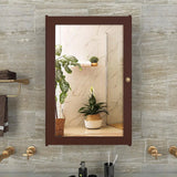 Rectangular Wooden Bathroom Cabinet Mirror with 3 Spacious Shelves with Solid Brown Finish - Decor Smart