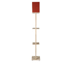 Red Color Cotton Shade 3 Tier Shelf Storage Solid Wooden Floor Lamp