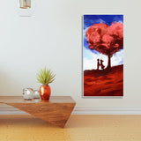 Red Love Heart Tree with Couple Premium Canvas Wall Painting - Decor Smart