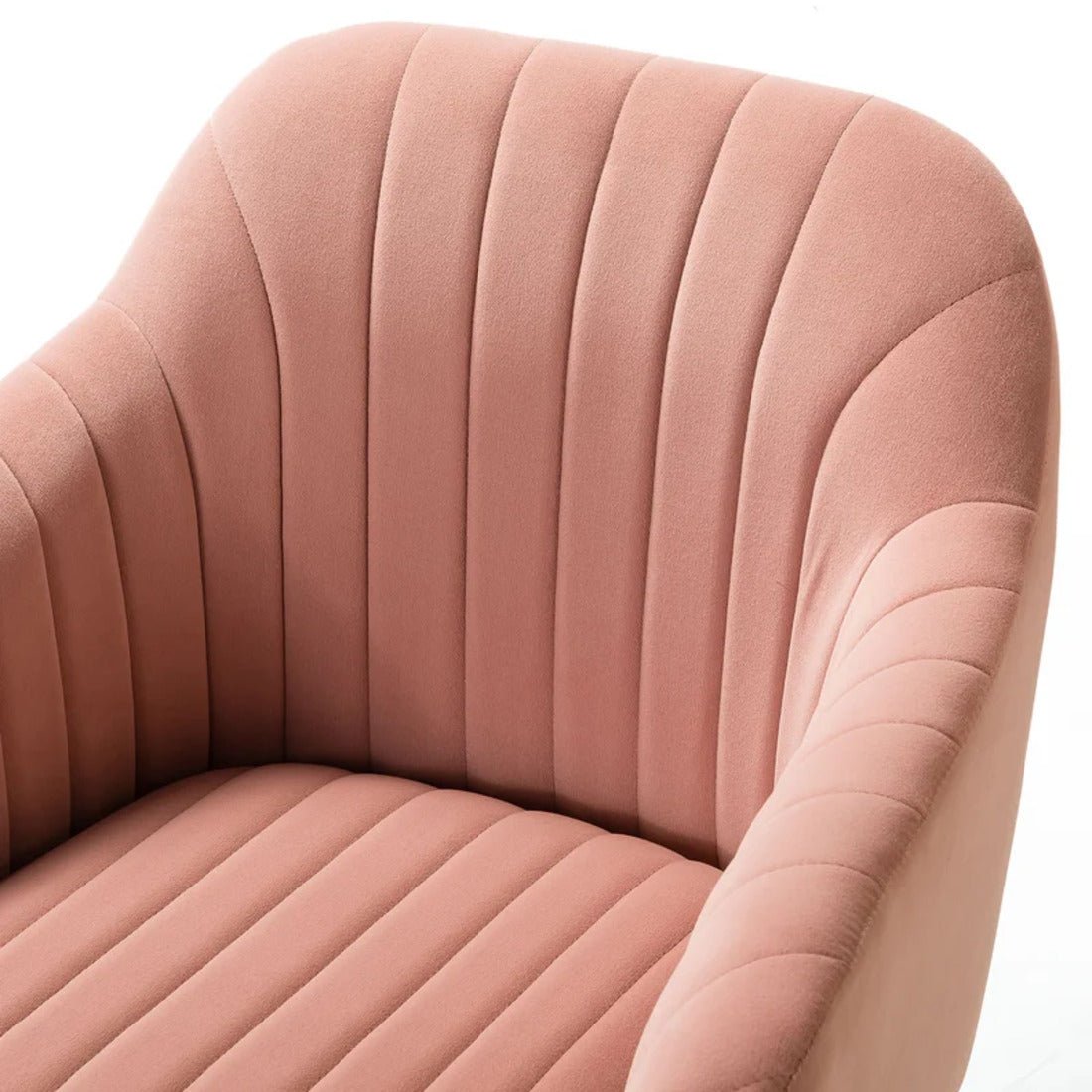 Refined Baby Pink Tufted Velvet Comfy Armchair with Golden Legs - Decor Smart