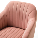 Refined Baby Pink Tufted Velvet Comfy Armchair with Golden Legs - Decor Smart