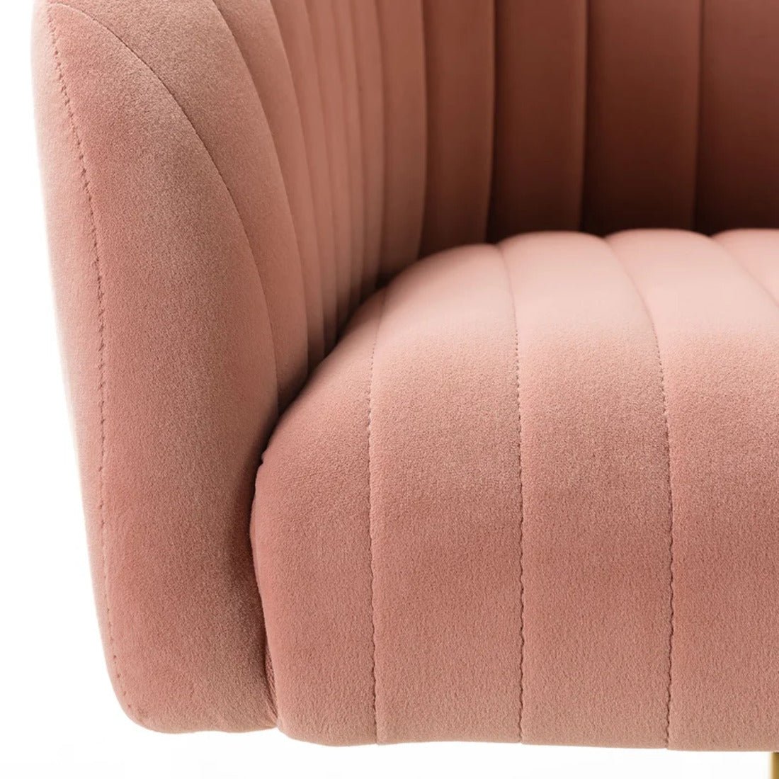 Refined Baby Pink Tufted Velvet Comfy Armchair with Golden Legs - Decor Smart