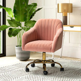 Refined Baby Pink Tufted Velvet Comfy Armchair with Golden Legs - Decor Smart