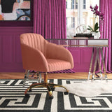 Refined Baby Pink Tufted Velvet Comfy Armchair with Golden Legs - Decor Smart