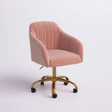 Refined Baby Pink Tufted Velvet Comfy Armchair with Golden Legs - Decor Smart