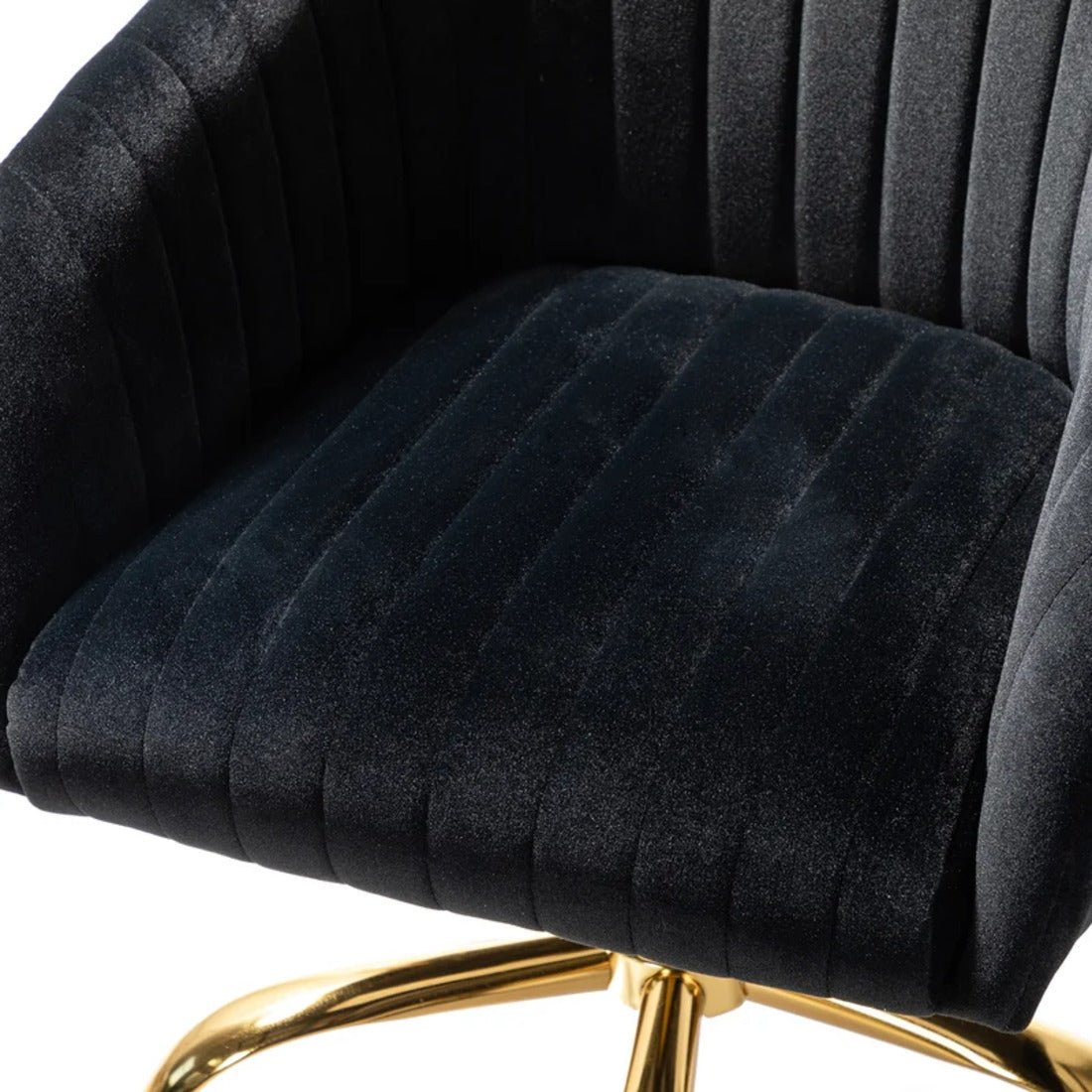 Refined Black Tufted Velvet Premium Armchair with Golden Legs - Decor Smart