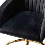 Refined Black Tufted Velvet Premium Armchair with Golden Legs - Decor Smart