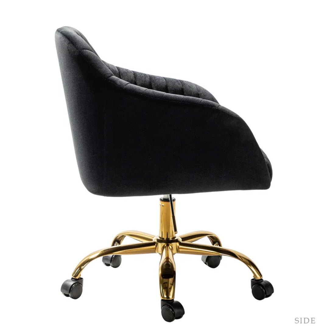Refined Black Tufted Velvet Premium Armchair with Golden Legs - Decor Smart