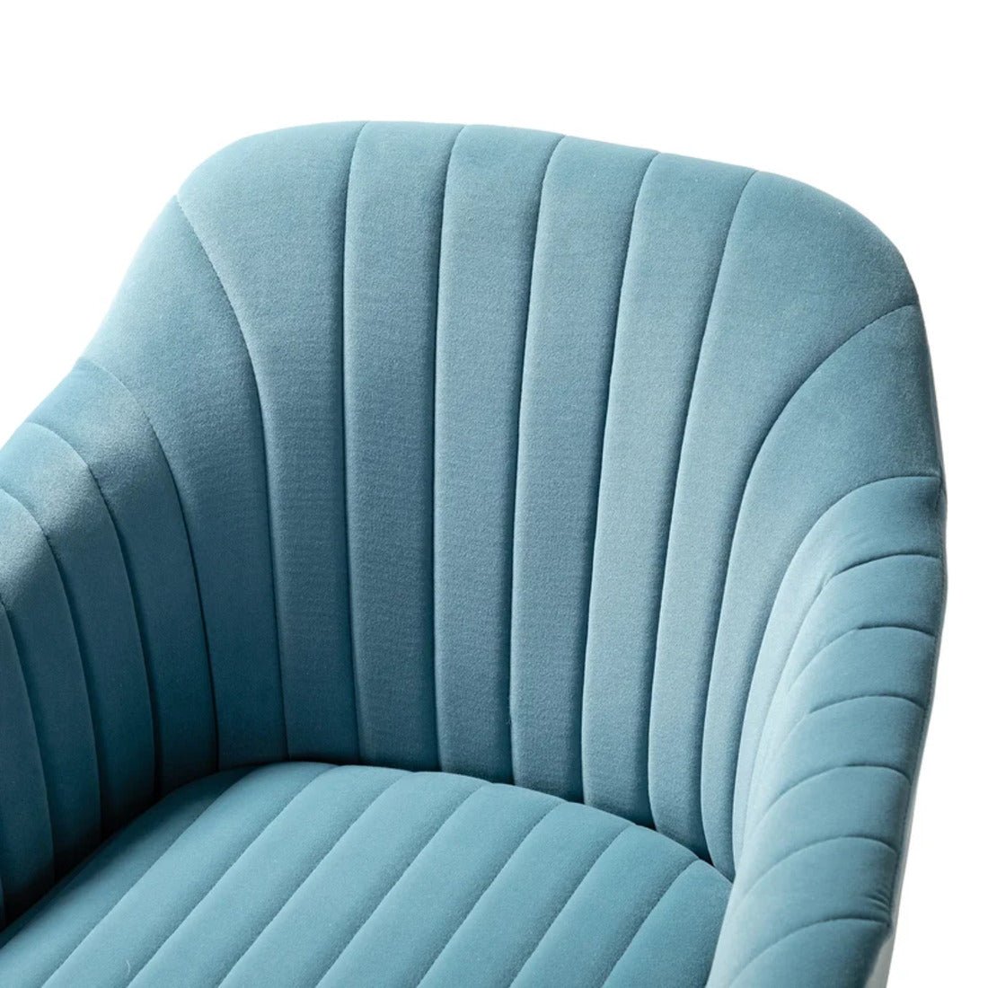 Refined Sky Blue Tufted Velvet Comfy Armchair with Golden Legs - Decor Smart
