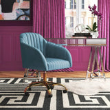 Refined Sky Blue Tufted Velvet Comfy Armchair with Golden Legs - Decor Smart
