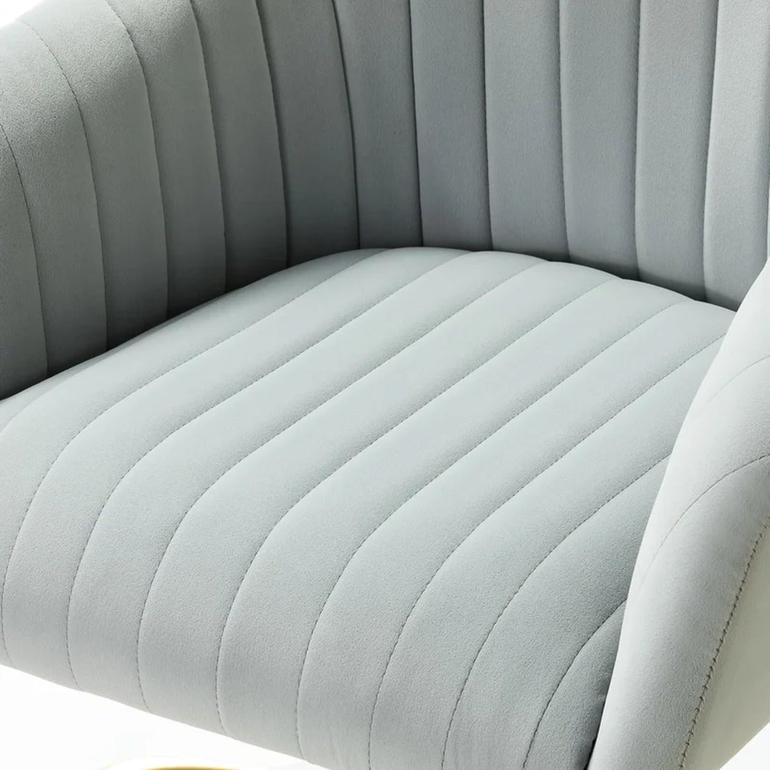 Refined White Tufted Velvet Comfy Armchair with Golden Legs - Decor Smart