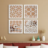 Regal Wooden Craft Mirror Wall Art Set of 4 - Decor Smart