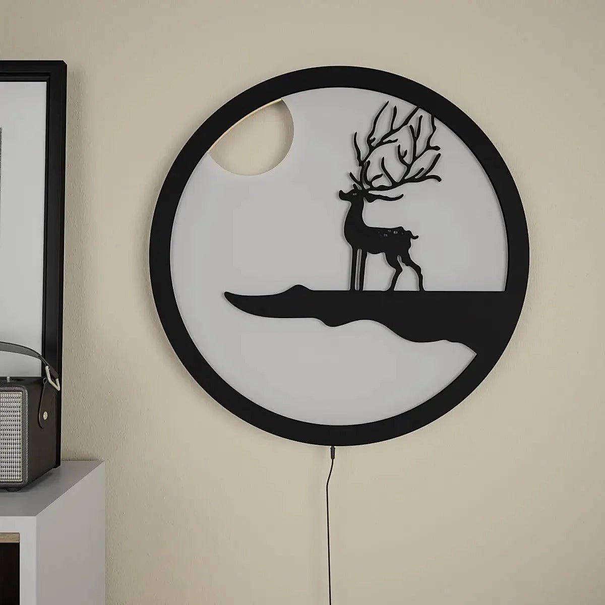 Reindeer Designer Backlit Wooden Wall Decor with LED Night Light - Decor Smart
