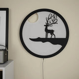 Reindeer Designer Backlit Wooden Wall Decor with LED Night Light - Decor Smart