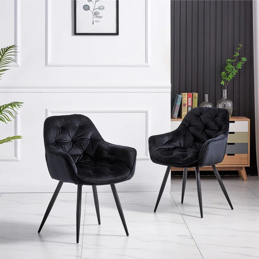 Rich Black Comfy Premium Padded Velvet Lounge Chair - Decor Smart