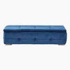 Rich Blue Velvet Tufted Storage Bench with Seating and Organizer Space