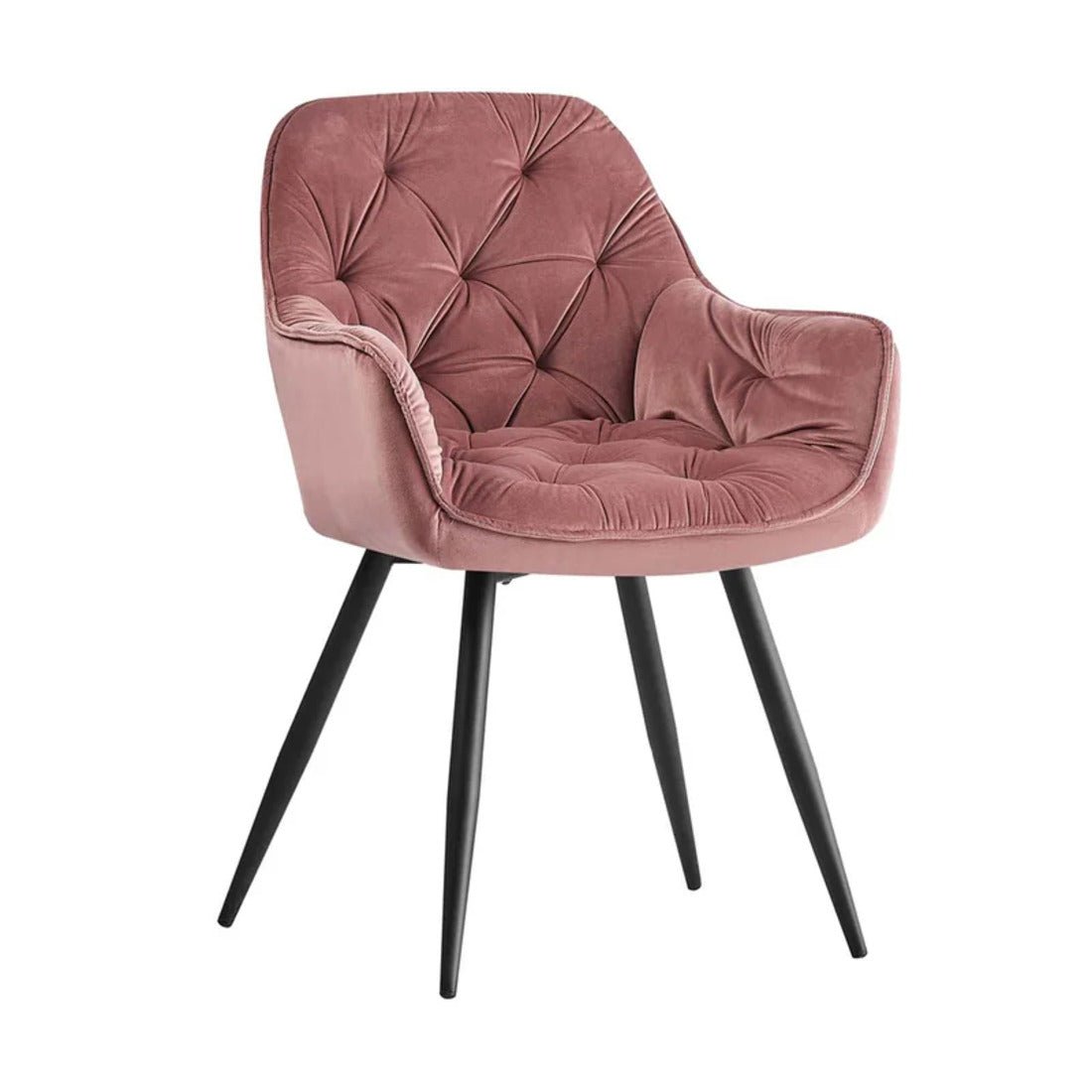 Rich Blush Pink Comfy Padded Tufted Premium Velvet Lounge Chair - Decor Smart