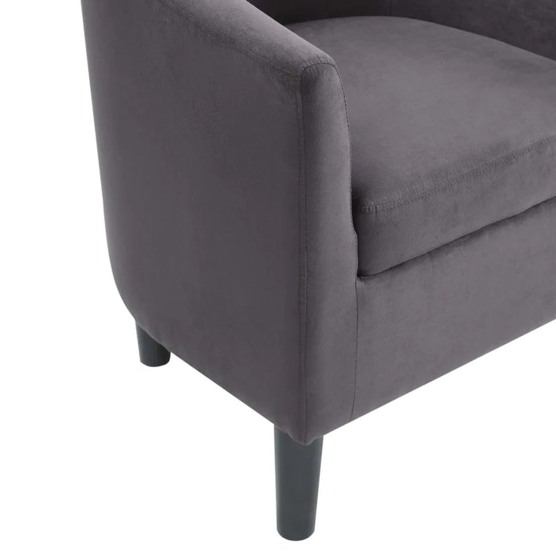 Rich Brown Comfy Round Back Velvet Accent Chair with Ottoman - Decor Smart