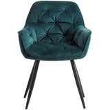 Rich Emerald Color Comfy Padded Tufted Velvet Lounge Chair - Decor Smart