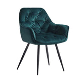 Rich Emerald Color Comfy Padded Tufted Velvet Lounge Chair - Decor Smart