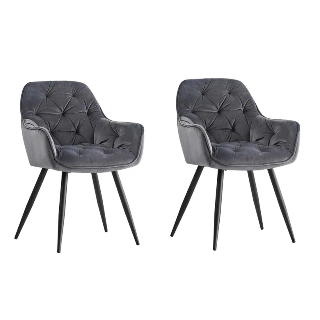Rich Grey Color Comfy Padded Tufted Velvet Lounge Chair - Decor Smart