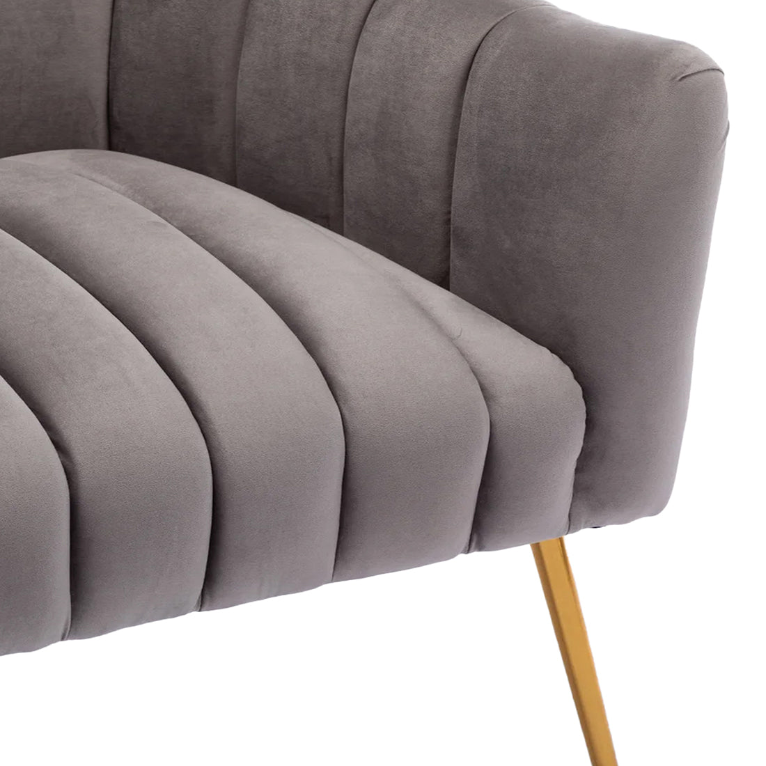 Rich Grey Tufted Velvet Sofa Lounge Chair - Decor Smart