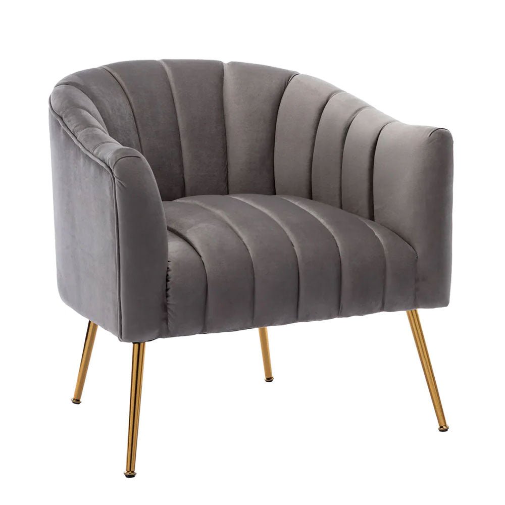 Rich Grey Tufted Velvet Sofa Lounge Chair - Decor Smart