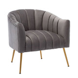 Rich Grey Tufted Velvet Sofa Lounge Chair - Decor Smart